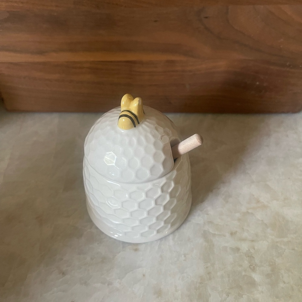 White Ceramic Honey pot